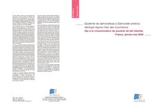 Epidémie de salmonellose à Salmonella enterica sérotype Agona chez des nourrissons liée à la consommation de poudres de lait infantile, France, janvier-mai 2005