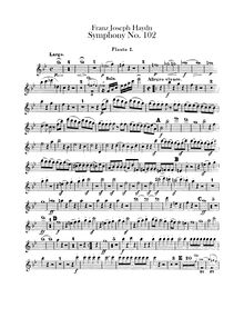 Partition flûte 1, 2, Symphony No.102 en B♭ major, Sinfonia No.102
