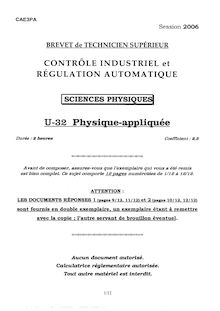 Physique appliquée 2006 BTS Contrôle industriel et régulation automatique