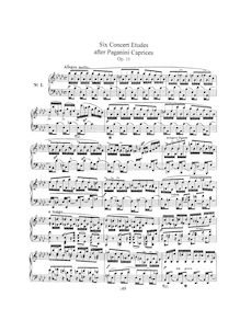 Partition complète, 6 Concert Etudes after Paganini Caprices Op.10