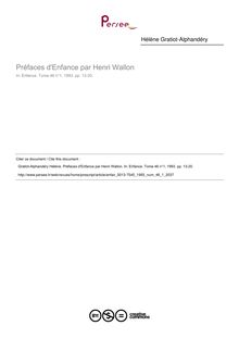 Préfaces d Enfance par Henri Wallon - article ; n°1 ; vol.46, pg 13-20