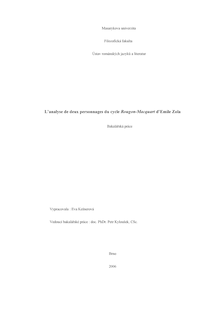 L analyse de deux personnages du cycle Rougon-Macquart d Emile Zola