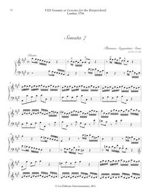 Partition Sonata No.7 en A major, 8 sonates ou leçons pour pour clavecin