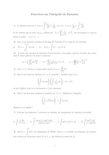 Exercices sur l integrale de Riemann
