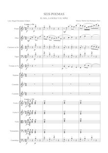 Partition complète, Seis Poemas de Miguel Hernández, Para orquesta y voces, sobre textos de Miguel Hernández.