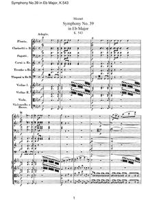 Partition complète, Symphony No.39, E♭ major, Mozart, Wolfgang Amadeus