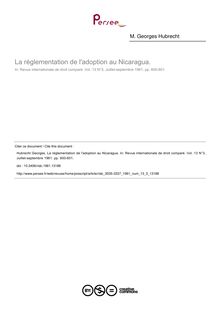 La réglementation de l adoption au Nicaragua. - article ; n°3 ; vol.13, pg 600-601