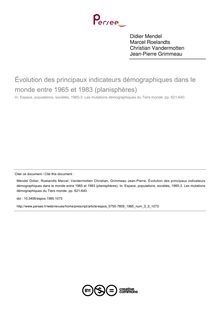 Évolution des principaux indicateurs démographiques dans le monde entre 1965 et 1983 (planisphères) - article ; n°3 ; vol.3, pg 621-640