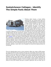 Saskatchewan Cottages - Identify The Simple Facts About Them