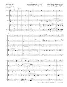Partition , Ecco la Primavera (Alto flûte), madrigaux pour 5 voix