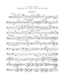 Partition basson 1, 2, 3, contrebasson, Symphony No.4, Op.54, Poème de l Extase