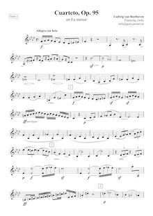 Partition violon 2, corde quatuor No.11, Op.95, Quartetto serioso par Ludwig van Beethoven