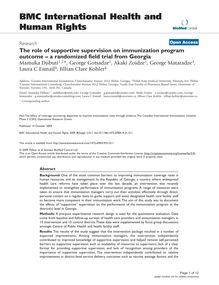 The role of supportive supervision on immunization program outcome - a randomized field trial from Georgia
