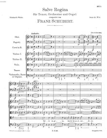 Partition complète, Salve Regina, D.106, B♭ major, Schubert, Franz