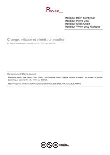 Change, inflation et intérêt : un modèle - article ; n°5 ; vol.29, pg 866-926