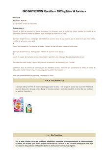 BIO NUTRITION Recette « 100% plaisir & forme »