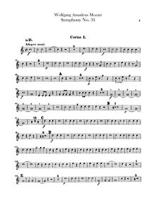 Partition cor 1, 2 (D, G), Symphony No.31, Paris Symphony, D major