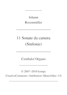 Partition Cembalo, Sonate e Sinfonie da camera, Rosenmüller, Johann