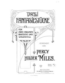 Partition violon 1, 3 Fantasy pièces pour corde quatuor, Miles, Percy Hilder