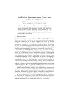 On Finding Complementary Clusterings Timo Proscholdt and Michel Crucianu