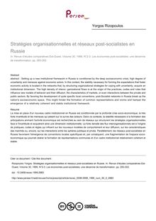 Stratégies organisationnelles et réseaux post-socialistes en Russie - article ; n°2 ; vol.30, pg 283-302