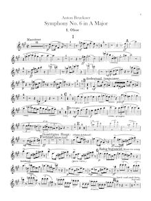 Partition hautbois 1, 2, Symphony No.6 en A major, A major, Bruckner, Anton