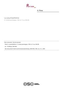 La psychasthénie - article ; n°1 ; vol.10, pg 284-295