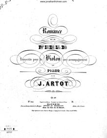 Partition de piano, Romance de Field, Artôt, Alexandre Joseph
