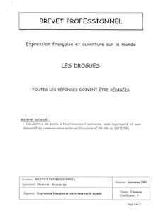 Expression française et ouverture sur le monde 2003 BP - Fleuriste