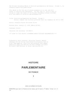 Histoire parlementaire de France,  Volume I. par M. Guizot