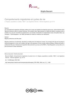 Comportements migratoires et cycles de vie - article ; n°1 ; vol.12, pg 61-74