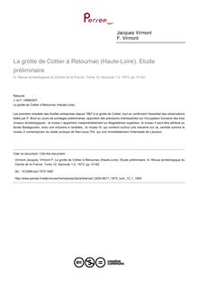 La grotte de Cottier à Retournac (Haute-Loire). Etude préliminaire - article ; n°1 ; vol.12, pg 51-62