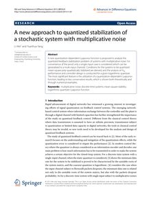 A new approach to quantized stabilization of a stochastic system with multiplicative noise