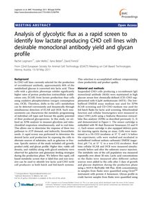Analysis of glycolytic flux as a rapid screen to identify low lactate producing CHO cell lines with desirable monoclonal antibody yield and glycan profile