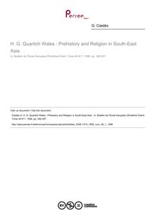 H. G. Quaritch Wales : Prehistory and Religion in South-East Asia  - article ; n°1 ; vol.49, pg 349-357