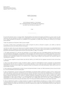 Réflexions sur un ouvrage publié à l’occasion de la renonciation volontaire de Rousseau au droit de citoyen de Genève