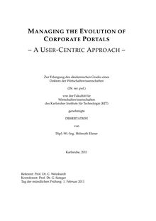 Managing the evolution of corporate portals [Elektronische Ressource] : a user-centric approach / von Helmuth Elsner