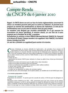 Compte-Rendu du CNCFS du 6 janvier 2010 - Chasse-Enligne