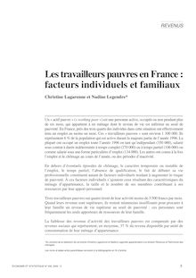 Les travailleurs pauvres en France : facteurs individuels et familiaux - article ; n°1 ; vol.335, pg 3-25