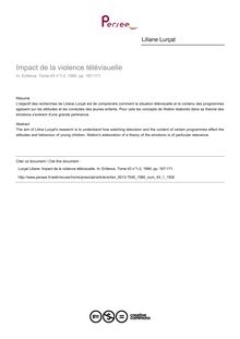 Impact de la violence télévisuelle - article ; n°1 ; vol.43, pg 167-171