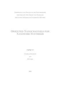 Oriented nanochannels for nanowire synthesis [Elektronische Ressource] / vorgelegt von Andreas Keilbach