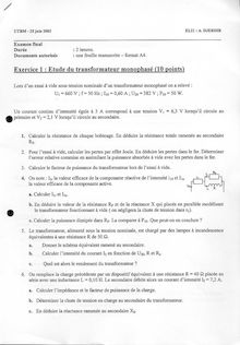 UTBM 2003 el21 initiation au genie electrique tronc commun semestre 2 final