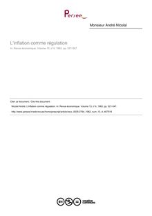 L inflation comme régulation - article ; n°4 ; vol.13, pg 521-547