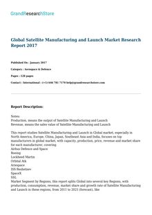 Global Satellite Manufacturing and Launch Market Research Report 2017 