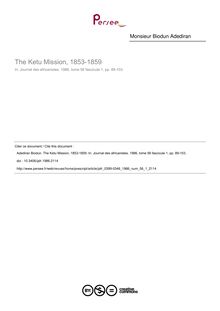 The Ketu Mission, 1853-1859 - article ; n°1 ; vol.56, pg 89-103