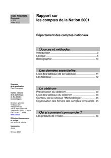 COMPTES NATIONAUX Rapport sur les comptes de la Nation 2001