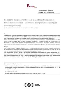 Le second élargissement de la C.E.E. et les stratégies des firmes transnationales - Commerce et implantation : quelques données générales - article ; n°1 ; vol.12, pg 1-26