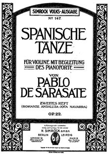 Partition , Romanza Andalusa, Spanish Dances, Op.22, Spanische Tänze, Op.22