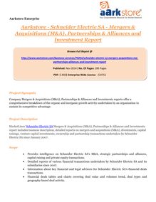 Aarkstore - Schneider Electric SA - Mergers & Acquisitions (M&A), Partnerships & Alliances and Investment Report