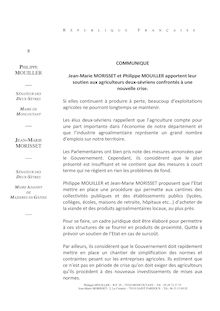 Communiqué de Jean-Marie Morisset et Philippe Mouiller, sénateurs des Deux-Sèvres